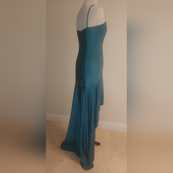 Elegant Teal High-Low Dress - Picture 4 of 10